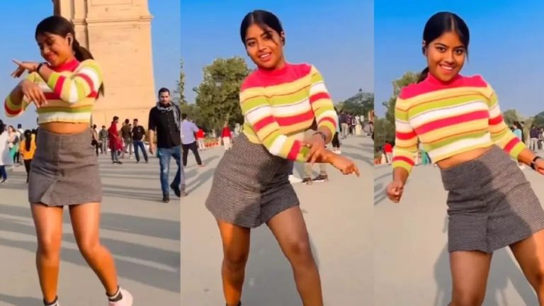 Viral Video- इ़ंडिया गेट पर मुंबई लोकल ट्रेन वाली लड़की ने काटा बवाल, छोटी सी स्कर्ट पहनकर किया डांस