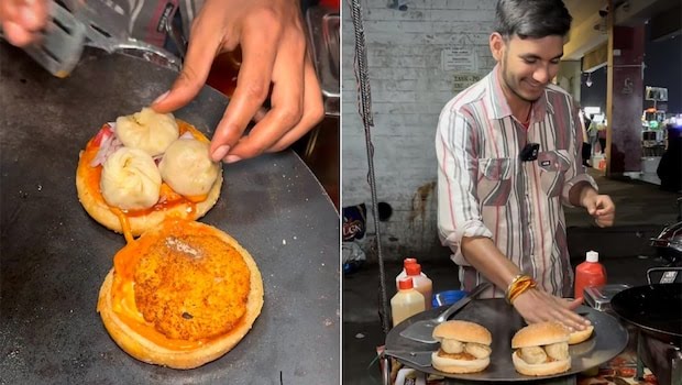 Viral Video: स्ट्रीट वेंडर ने मोमोज के साथ बनाया बिल्कुल अनोखा बर्गर, देखकर ही मुंह में आने लगा पानी